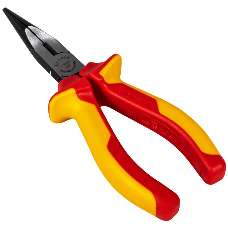 BRÜDER MANNESMANN pointed-nose pliers, VDE-tested, for live components